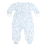 Blue Cheetah Print Smocked Footie
