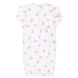 Pink Stars Print Smocked Gown 