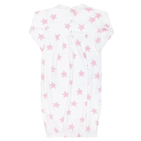 Pink Stars Print Smocked Gown 