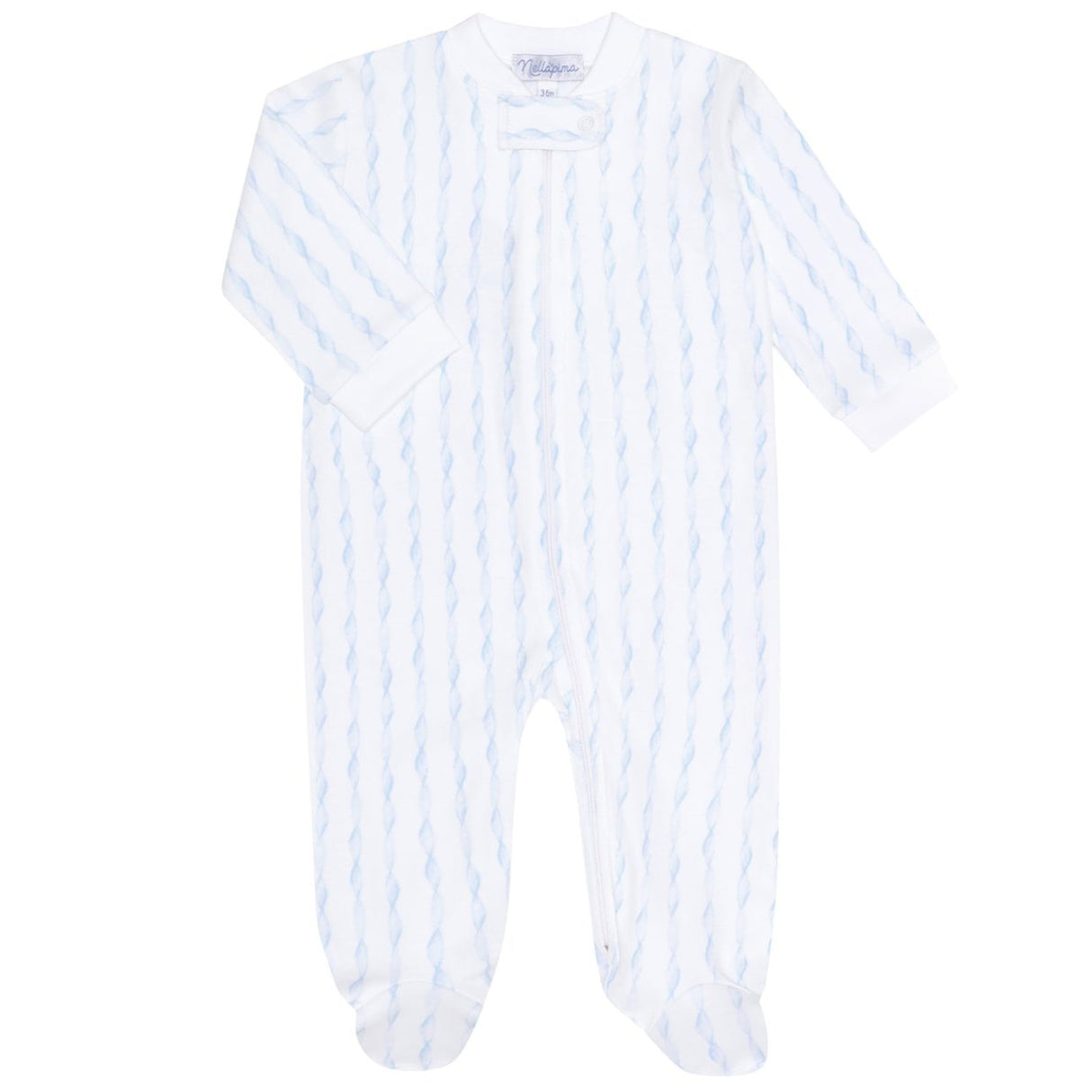 Blue Twirls Zipper Footie - HoneyBug 