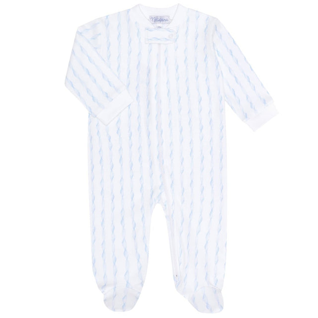 Blue Twirls Zipper Footie - HoneyBug 
