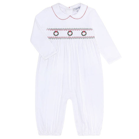 Christmas Wreath Smocked Romper - HoneyBug 