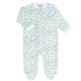 Blue Vines Print Zipper Footie - HoneyBug 