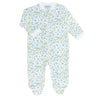 Blue Vines Print Zipper Footie - HoneyBug 