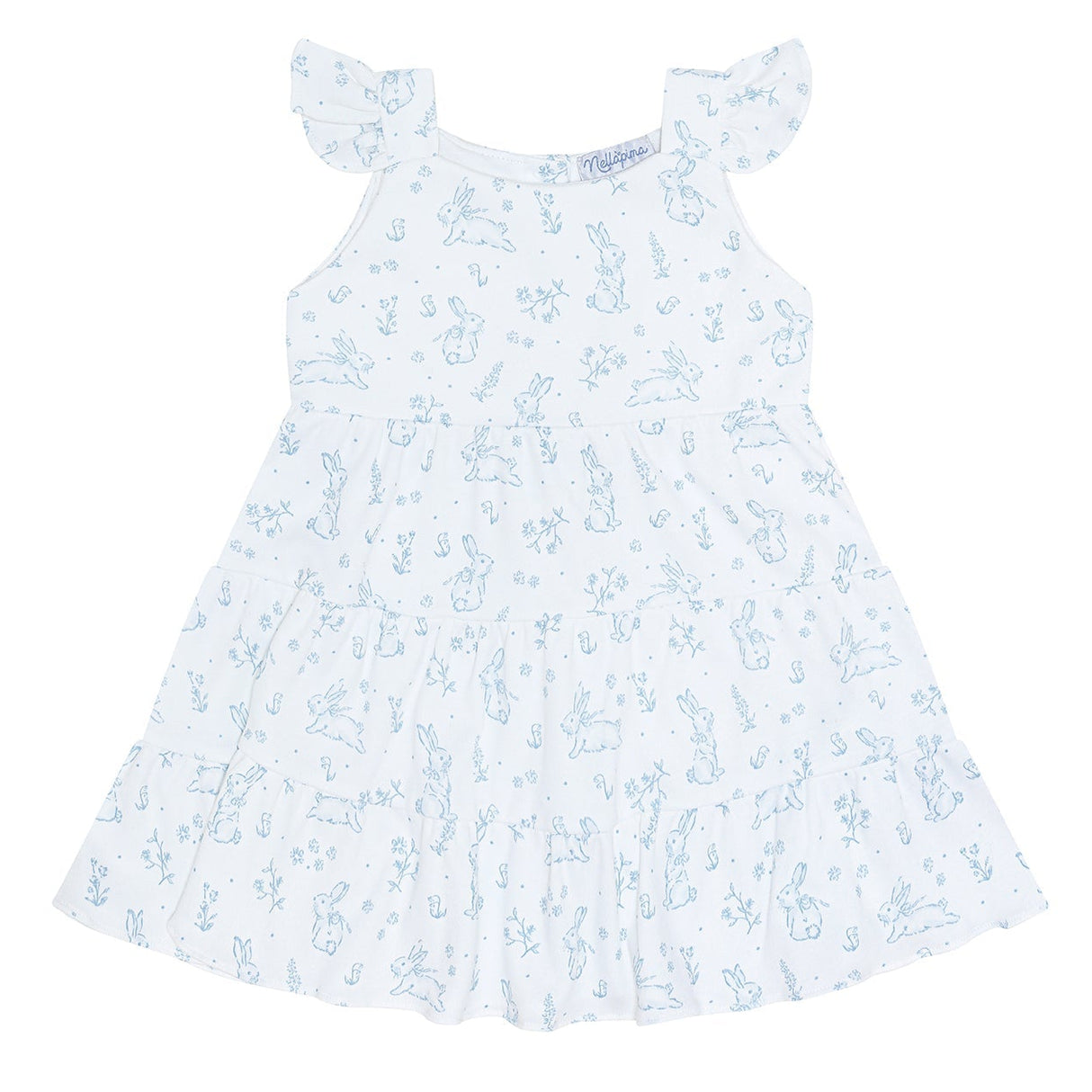 Blue Bunny Toile Ruffle Dress
