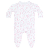 Pink Bunny Toile Crossover Footie