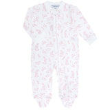 Pink Bunny Toile Zipper Footie