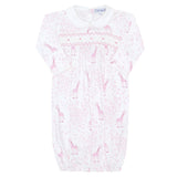 Pink Giraffe Print Smocked Gown  - HoneyBug 