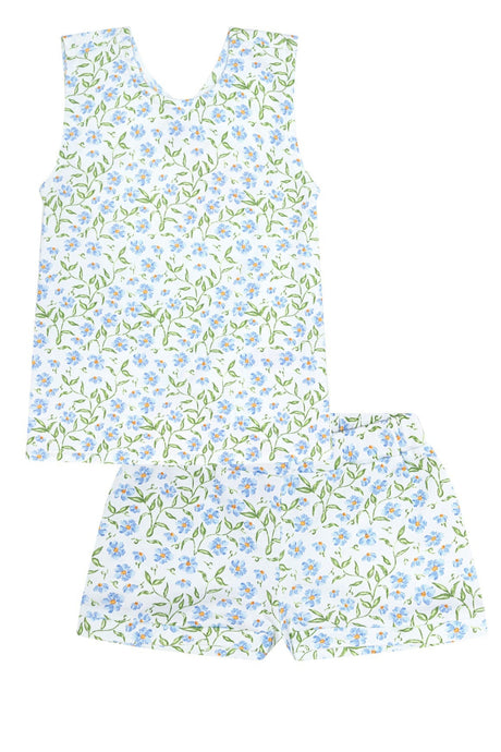 Blue Vines Print Summer Short Set - HoneyBug 