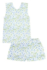 Blue Vines Print Summer Short Set - HoneyBug 