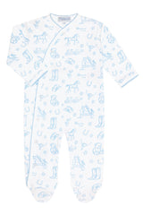 Blue Lone Star Toile Print Crossover Footie - HoneyBug 