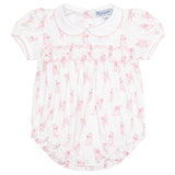 Pink Puppy Love Print Smocked Bubble - HoneyBug 