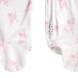 Pink Puppy Love Print Zipper Footie