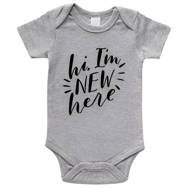 Hi I'm New Here Organic Baby Bodysuit - HoneyBug 