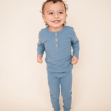 Organic Ribbed Cotton Top - Ocean Blue - HoneyBug 
