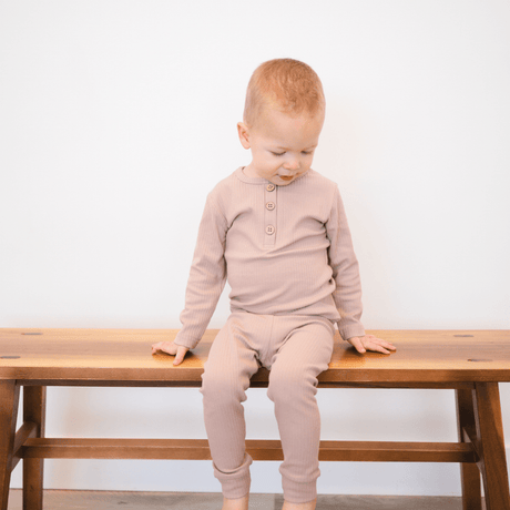 Organic Ribbed Cotton Top - Mocha - HoneyBug 