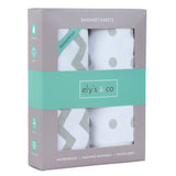 Waterproof Bassinet Sheet Set - Grey Chevron & Polka Dot - HoneyBug 