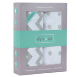 Waterproof Changing Pad Cover | Cradle Sheet Set - Grey Chevron & Polka Dot - HoneyBug 