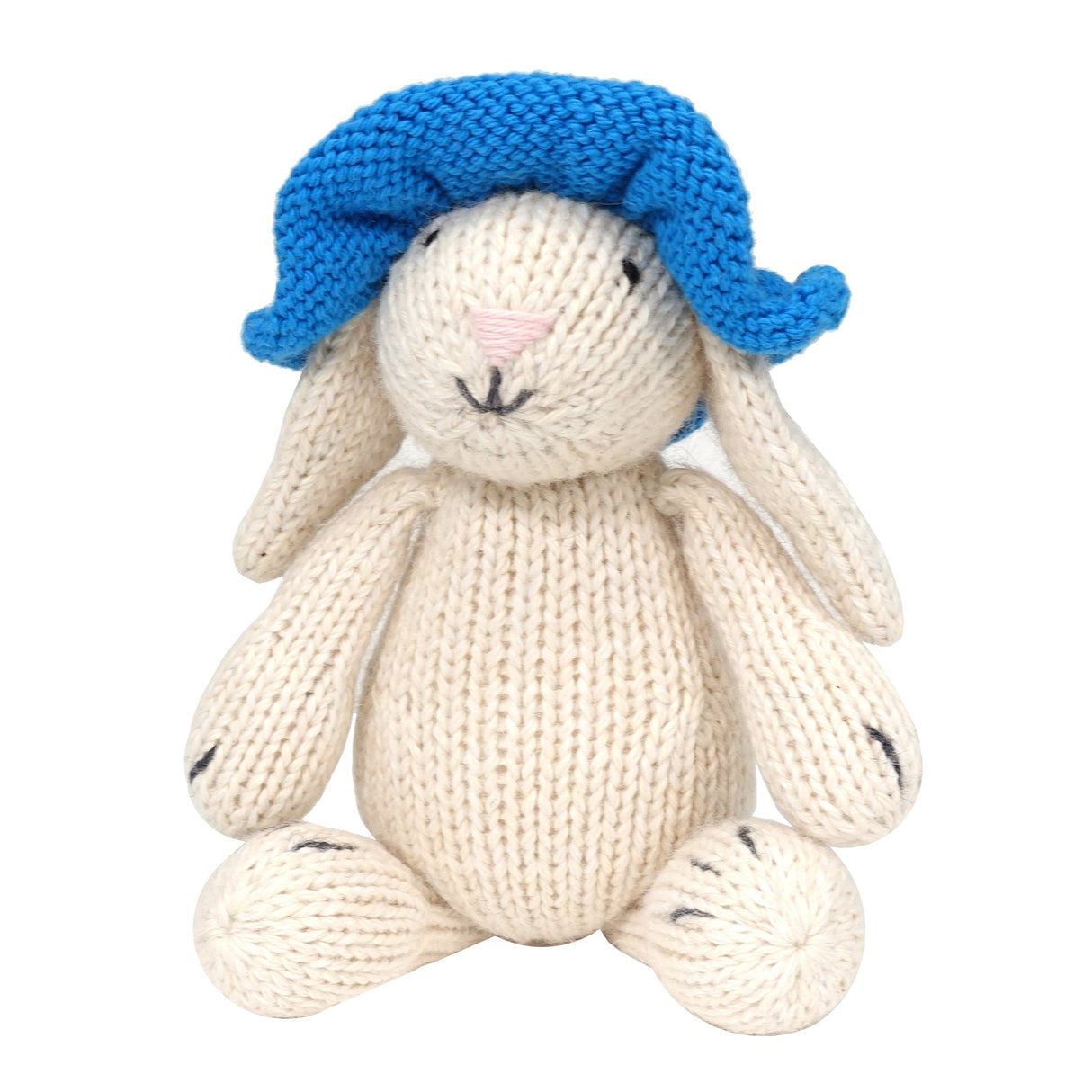 White Bunny with Blue Sun Hat