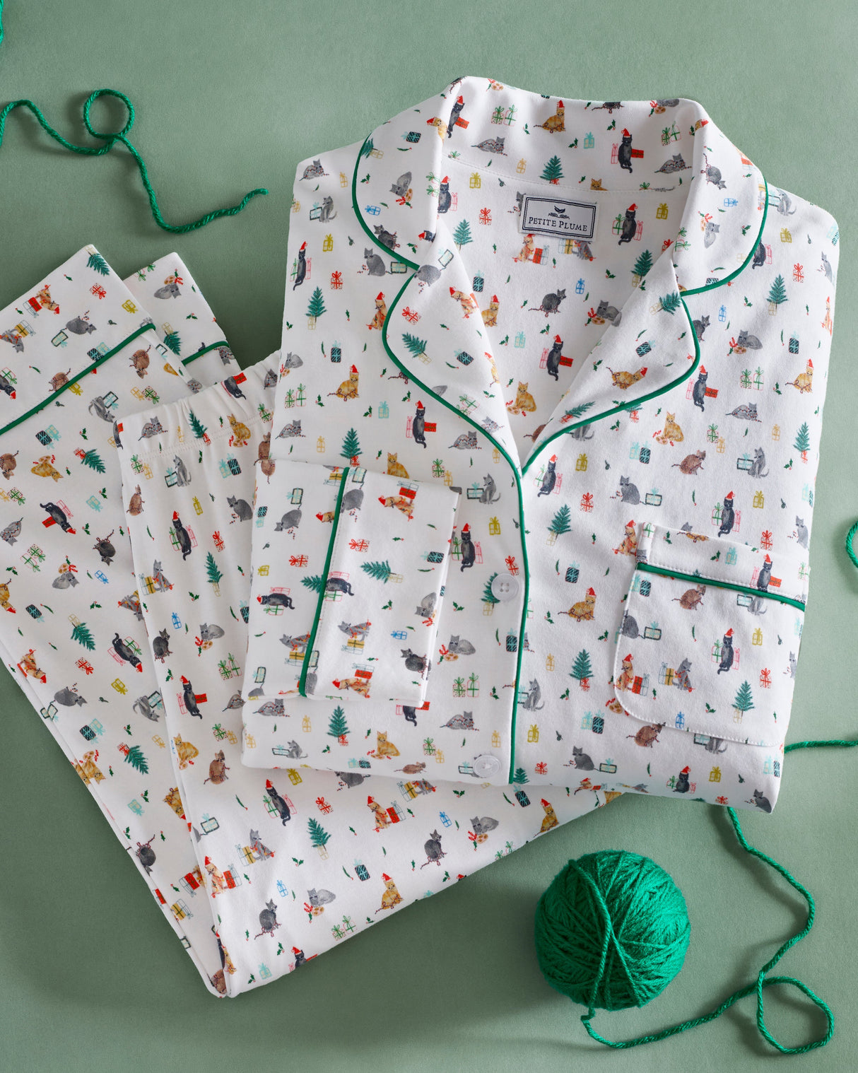 Men's Pima Pajama Set in Merry Meow - HoneyBug 