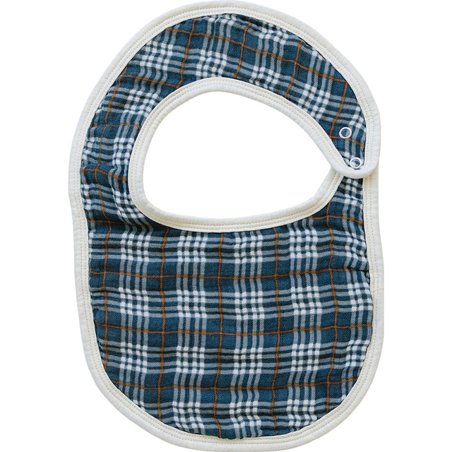 Navy Plaid Classic Muslin Bib - HoneyBug 