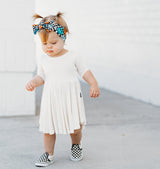 MID SLEEVE BAMBOO DRESS- Natural - HoneyBug 