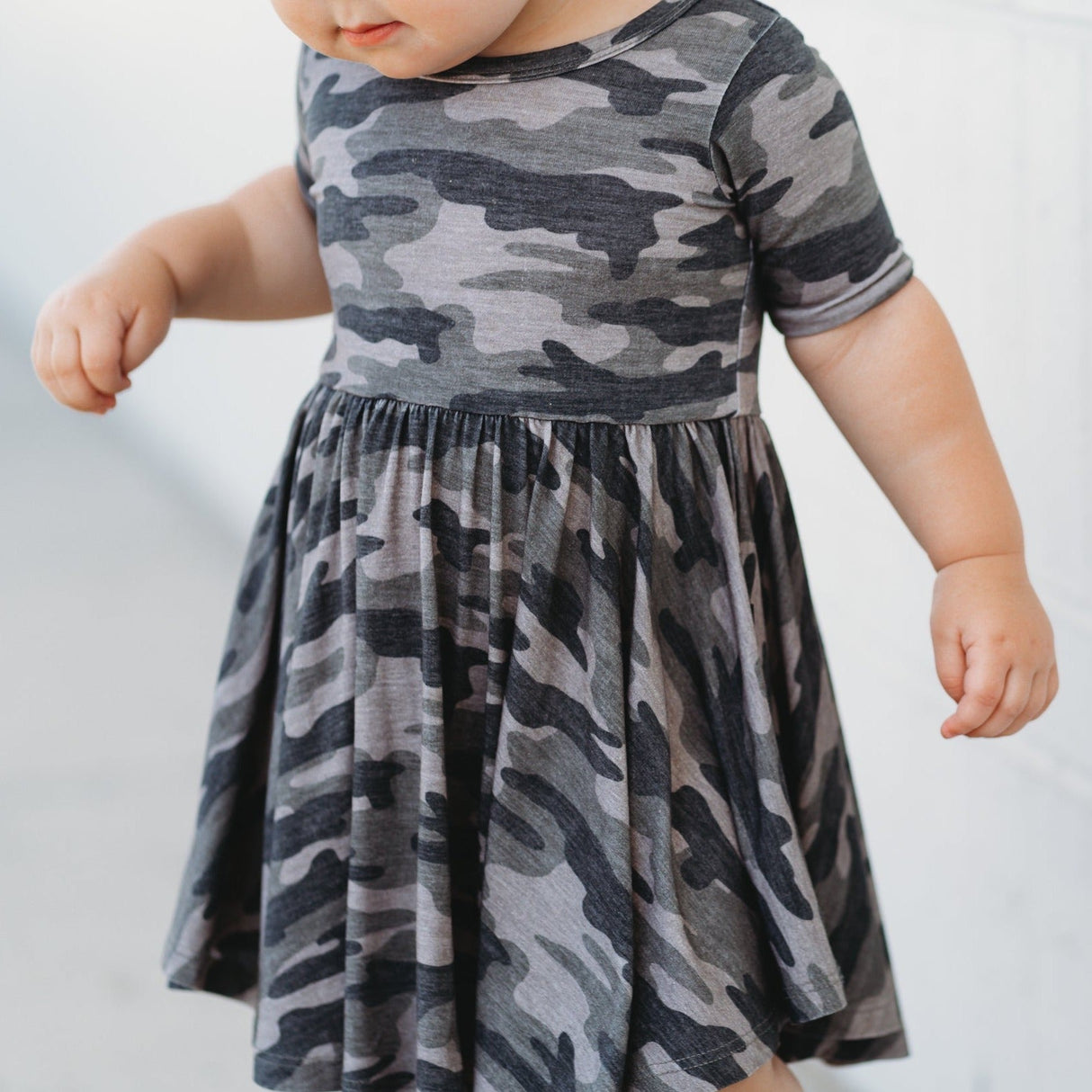 MID SLEEVE BAMBOO DRESS- Chris Camo - HoneyBug 