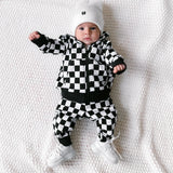ZIP HOODIE- B+W Check Bamboo French Terry - HoneyBug 
