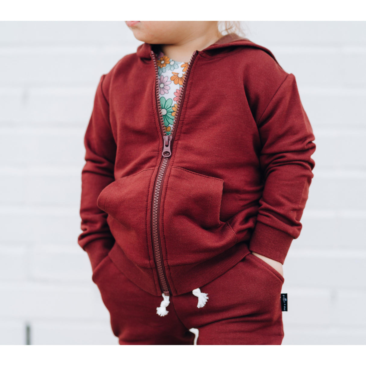 ZIP HOODIE- Oxblood Bamboo French Terry - HoneyBug 