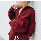 ZIP HOODIE- Oxblood Bamboo French Terry - HoneyBug 