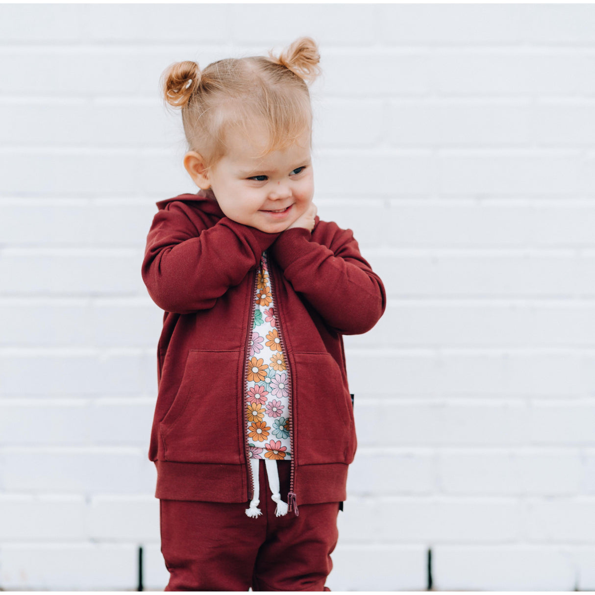 ZIP HOODIE- Oxblood Bamboo French Terry - HoneyBug 