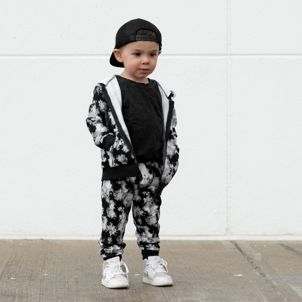 JOGGERS- Black Tie Dye Bamboo French Terry - HoneyBug 