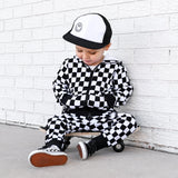 ZIP HOODIE- B+W Check Bamboo French Terry - HoneyBug 