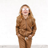 ZIP HOODIE- Mocha Bamboo French Terry - HoneyBug 