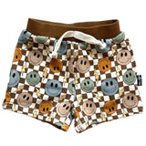 BAMBOO JOGGER SHORTS- Beige Happy Smiles - HoneyBug 