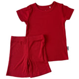 TWO PIECE SHORTIE SET- Red Ribbed - HoneyBug 