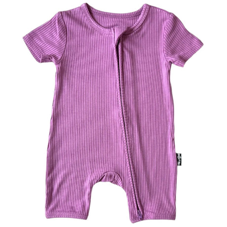 SHORTIE ZIP ROMPER - Lilac Ribbed - HoneyBug 