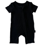 SHORTIE ZIP ROMPER - Midnight Ribbed - HoneyBug 