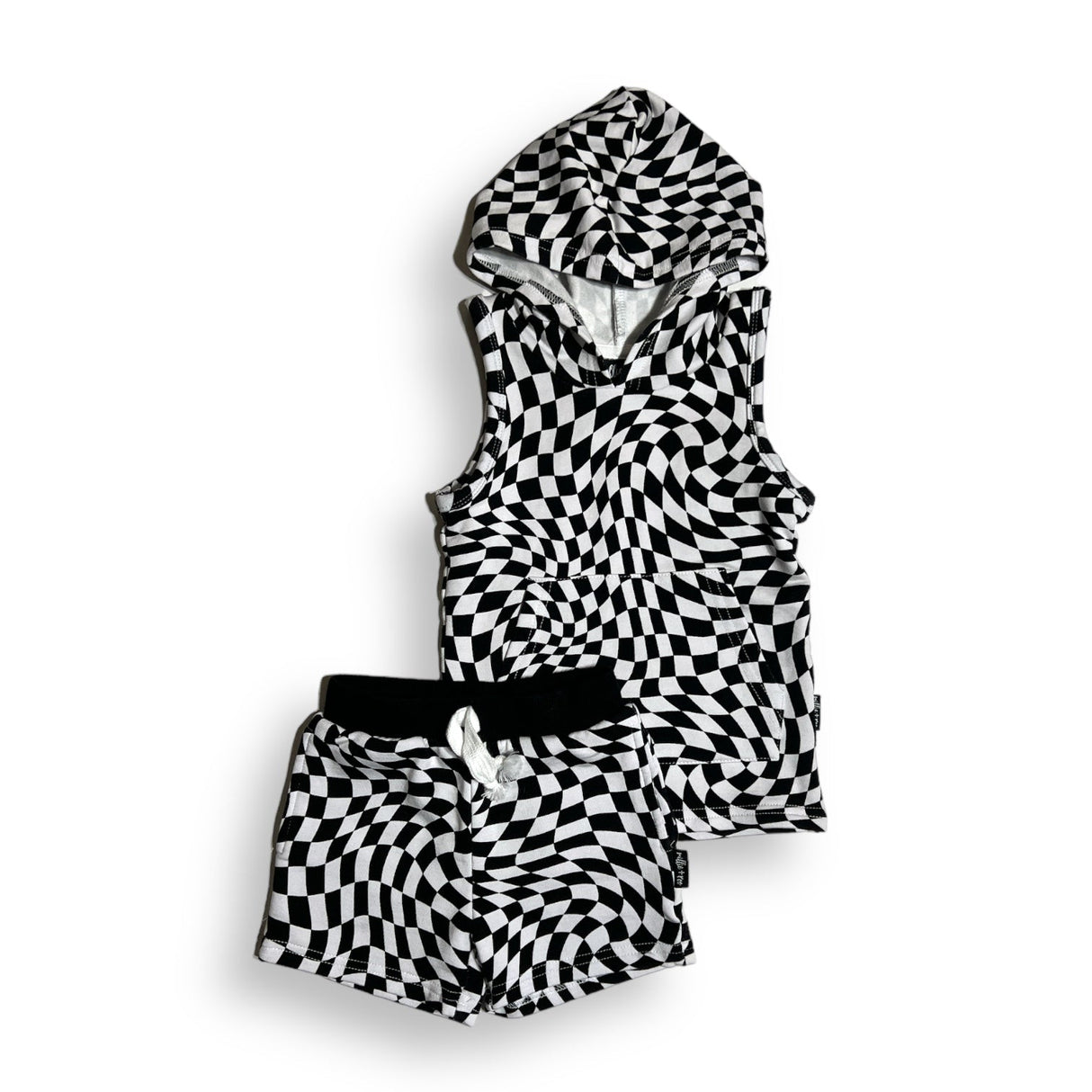 BAMBOO HOODIE TANK- Black Dizzy Check - HoneyBug 