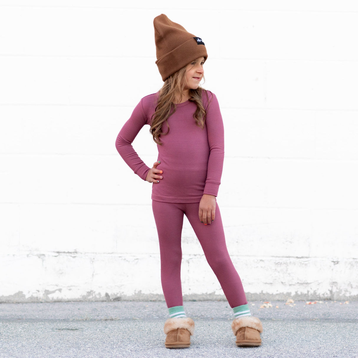 LONG SLEEVE 2 PIECE SETS- Mauve Ribbed - HoneyBug 