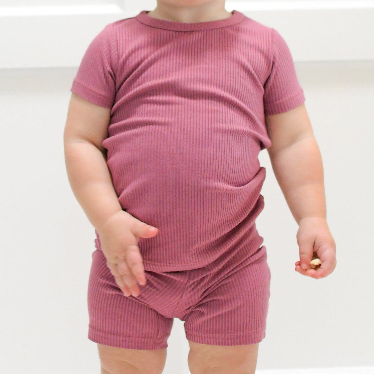 TWO PIECE SHORTIE SET- Mauve Ribbed - HoneyBug 
