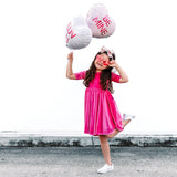 VELVET MID SLEEVE TWIRL- Pink Opal (Hot Pink) Stretch Velvet Twirl Dress - HoneyBug 