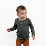 HENLEY LONG SLEEVE- Moss - HoneyBug 