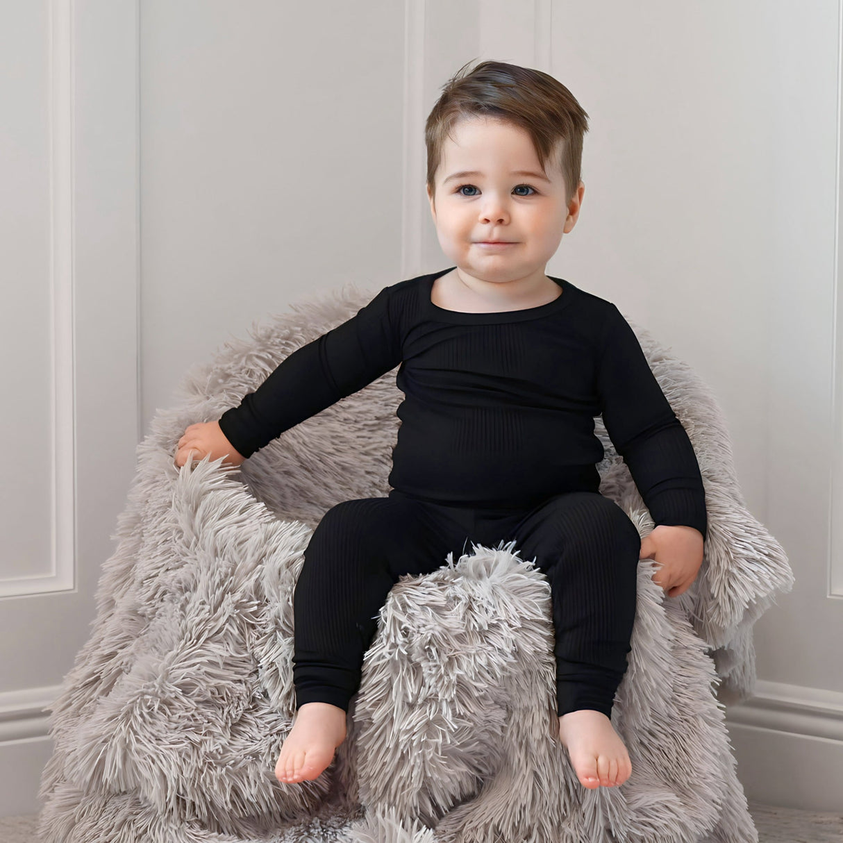 LONG SLEEVE 2 PIECE SETS- Midnight Ribbed - HoneyBug 