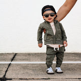 ZIP HOODIE- Moss Snow Wash - HoneyBug 