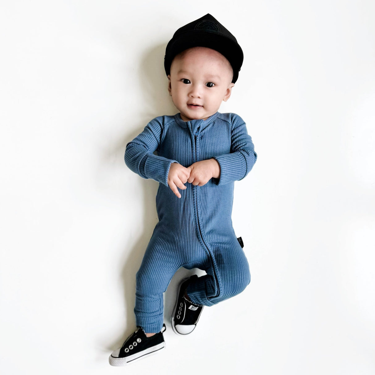 Zip Romper - Arctic Ribbed - HoneyBug 