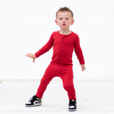 ZIP ROMPER - Red Ribbed - HoneyBug 