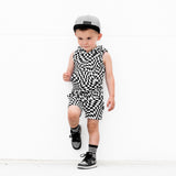 BAMBOO JOGGER SHORTS- Black Dizzy Check - HoneyBug 
