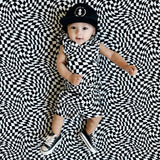 BAMBOO JOGGER SHORTS- Black Dizzy Check - HoneyBug 