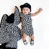 BAMBOO JOGGER SHORTS- Black Dizzy Check - HoneyBug 